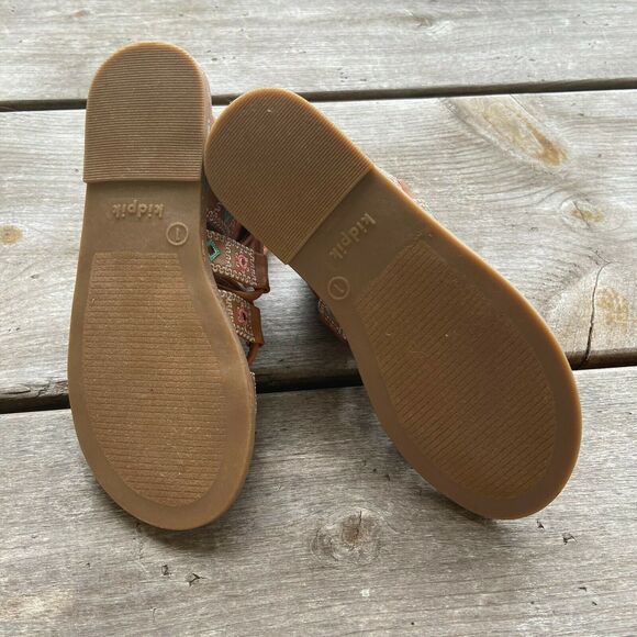 kidpik Girls Sandals Size 1 Gladiator Style Tassels Embroidered Back Zip‎ NEW - Picture 6 of 7
